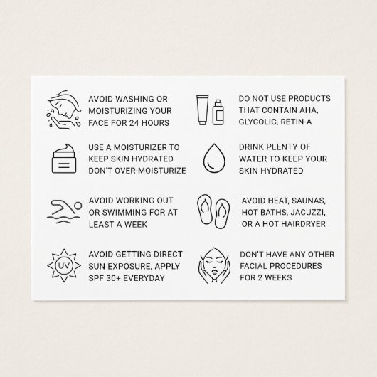 BBグローフェイシャルアフターケア指示カード (裏面)