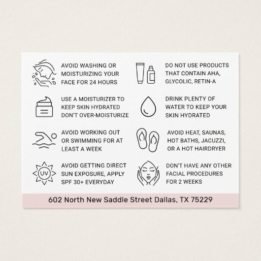 BBグロー顔面アフターケア指示カード (裏面)