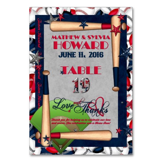 BB結婚の番号カード – カスタムHOWARD 19 テーブルナンバー (正面)