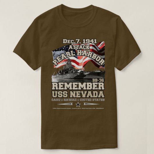 BB36 USSネバダ1941を思い出す Tシャツ (デザイン正面)