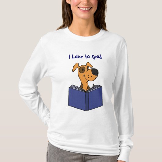 BB-ワイシャツを読むかわいい犬の漫画I愛 Tシャツ (正面)