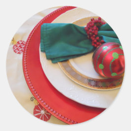 bbilliによる赤い、緑のオーナメントが付いている円形のステッカー ラウンドシール