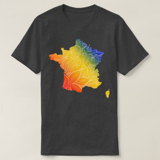 bblカラフルの文字を持つフランスのマンダラ美術地図 tシャツ (デザイン正面)