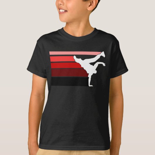 BBOYグラデーション赤い白い子 Tシャツ (正面)