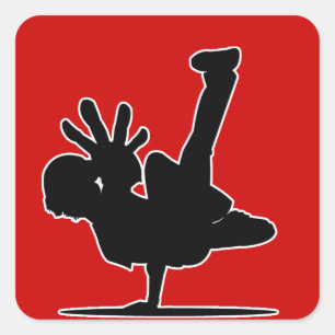 BBOYステッカー赤 スクエアシール