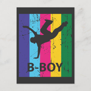 Bboyレトロ70sヴィンテージBreakdancing Boy Gift ポストカード