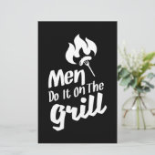BBQおもしろいの男性はグリルの喫煙者にそれを行う 便箋 (スタンド正面)