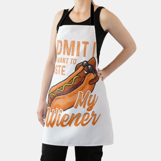 BBQおもしろいウィーナーあなたが私の魏を味わいたいそれを認める エプロン (インサイチュ)