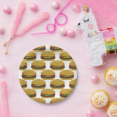 BBQおもしろいバーガーパターン ペーパープレート (パーティー)