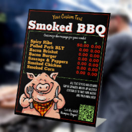 BBQおもしろいバーベキューメニュー豚ローストグリルフードトラック 台座サイン