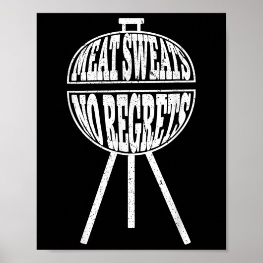 Bbqおもしろいミートスウェート後悔なしClic Carbique Gri ポスター (正面)