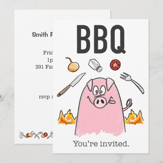 BBQおもしろい招待状 招待状 (正面/裏面)