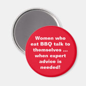 BBQが自食べ分と話す女性冷蔵庫用マグネット マグネット (正面/裏面)