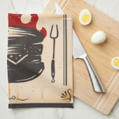 BBQとグパーソナライズされたリルファミリーバーガーフレイズ キッチンタオル (四つ折り)