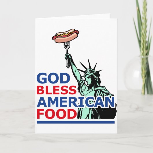 BBQとグリルアイディア:アメリカの食べ物に神の祝福を。 カード (正面)