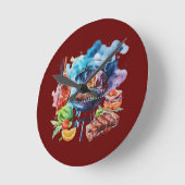 BBQとグリル ラウンド壁時計 (傾斜)