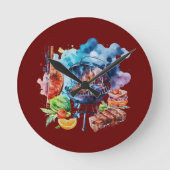 BBQとグリル ラウンド壁時計 (正面)