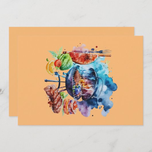 BBQとグリル 招待状 (正面/裏面)