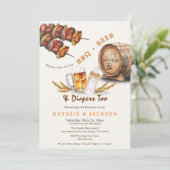 BBQとビールおむつカップルカジュアルベビーシャワー 招待状 (スタンド正面)