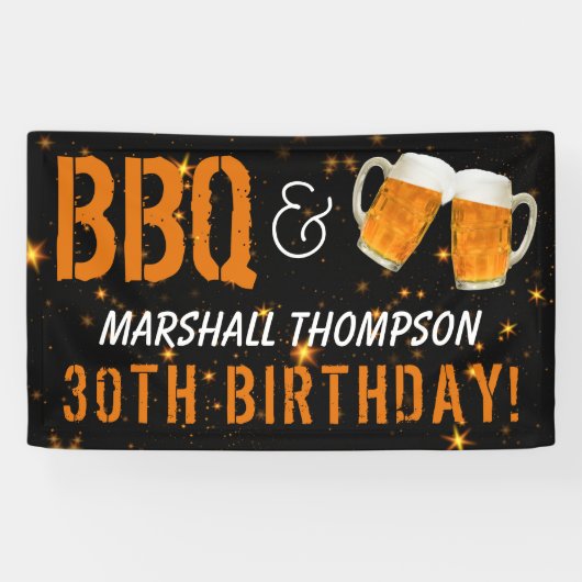 BBQとビール、彼氏の誕生日 横断幕 (横)