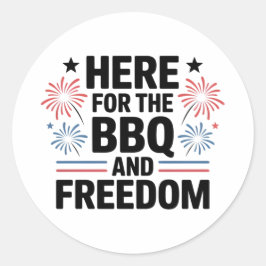 BBQと自由のためにここにいるよ アメリカ独立記念日 ラウンドシール