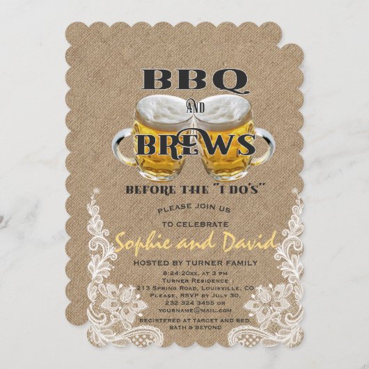 BBQとBREWS (「I DO」婚約前) 招待状 (正面/裏面)