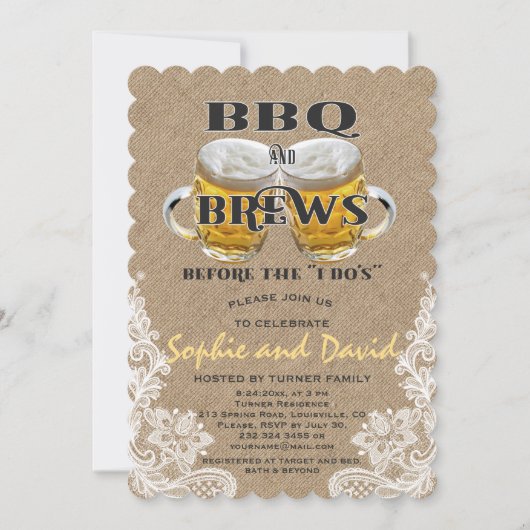 BBQとBREWS (「I DO」婚約前) 招待状 (正面)