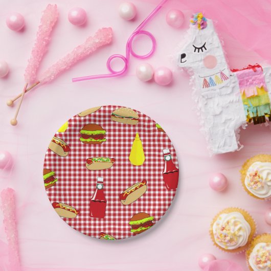 BBQのピクニックハッピーバースデーの紙皿 ペーパープレート (パーティー)