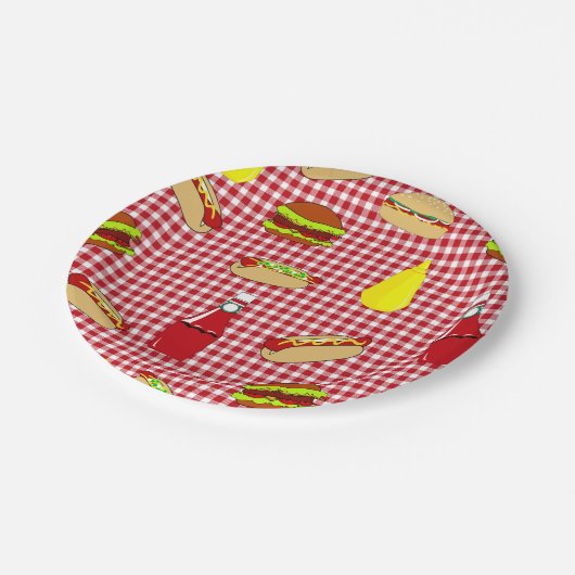 BBQのピクニックハッピーバースデーの紙皿 ペーパープレート (アングル)