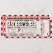 BBQのベビーシャワーのチケットのおむつのラッフルの招待状 招待状 (正面/裏面)