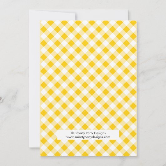 BBQのメーソンジャーのベビーシャワーの招待状の黄色緑 招待状 (裏面)