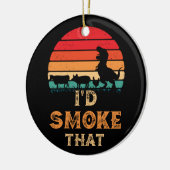 BBQのヴィンテージ肉の喫煙者グリルを吸う セラミックオーナメント (左)