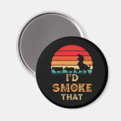 BBQのヴィンテージ肉の喫煙者グリルを吸う マグネット (正面/裏面)