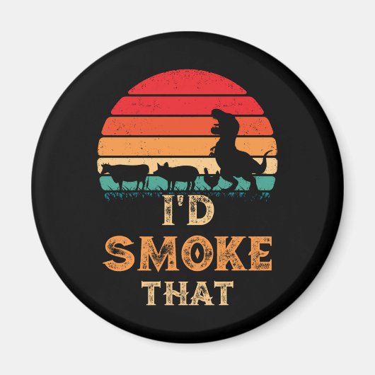 BBQのヴィンテージ肉の喫煙者グリルを吸う マグネット (正面)
