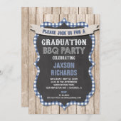 BBQの卒業、青いピクニックパーティーの卒業 招待状 (正面/裏面)