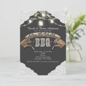 BBQの後結婚にメイスンの瓶の灯りとレースを踊る 招待状 (スタンド正面)