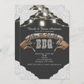 BBQの後結婚にメイスンの瓶の灯りとレースを踊る 招待状 (正面/裏面)