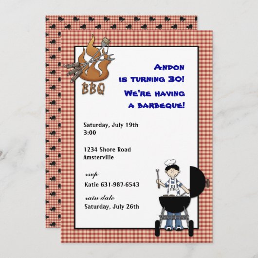 BBQの招待状 招待状 (正面/裏面)