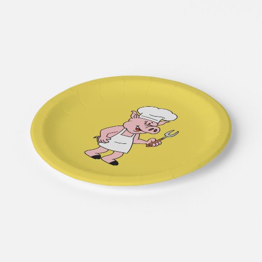 BBQの漫画のブタのプレート ペーパープレート (アングル)