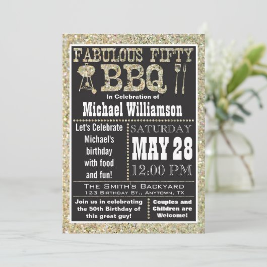 BBQの第50誕生日のパーティの招待状 招待状 (スタンド正面)