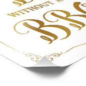 BBQの結婚サイン、私はBBQ、金ゴールドと言えない フォトプリント            (角)