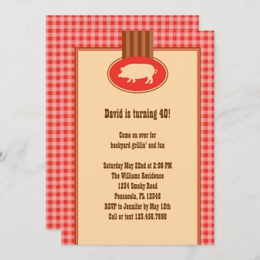 BBQの誕生日のパーティの招待状 招待状 (正面/裏面)