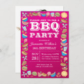 BBQの誕生日の菓子の第16パーティーのテーマのバーベキュー 招待状 (正面/裏面)