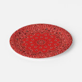 BBQの赤いバンダナのピクニックパーティーの軽食のプレート ペーパープレート (アングル)