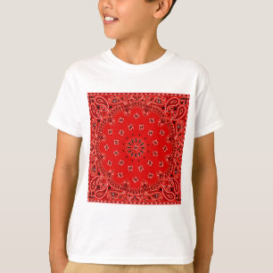 BBQの赤いペイズリーの西部のバンダナのスカーフのプリント Tシャツ