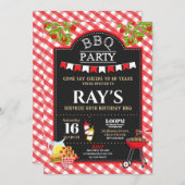 BBQの驚きのバースデーパーティ招待状 招待状 (正面/裏面)