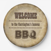 BBQへようこそ（カスタマイズ可能） ペーパープレート (正面)