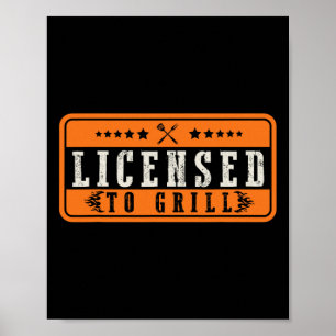 Bbqをおもしろいグリルするライセンス ポスター