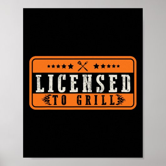 Bbqをおもしろいグリルするライセンス ポスター (正面)