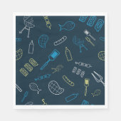 BBQアイコンパターングリル工具ミートフード スタンダードランチョンナプキン (正面)